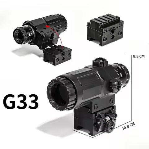 G33 G43 Magnifier Holographic Sight Scope Folding Side Flip 5x Magnifiers For Tactical Reflex Rifles