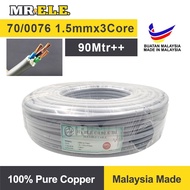 1.5mm 3Core Flexible Cable 100% Pure Copper 70/0076 MRELE 90Meter Made in Malaysia
