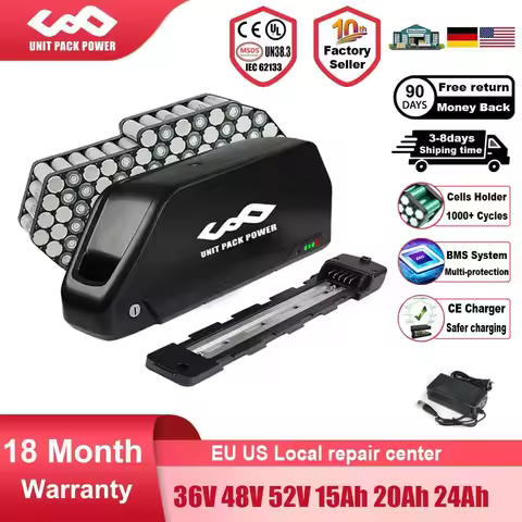 Polly EBike Battery 21700 L-G Pan-son-c Tes-la 72V 60V 52V 48V 24Ah 36V Downtube Bateria Pack for 15