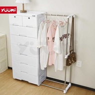 YUUMI Thicken Plastic Durabox Megabox Drawer With Hanger Rack Wardrobe Cabinet For Clothes Storage