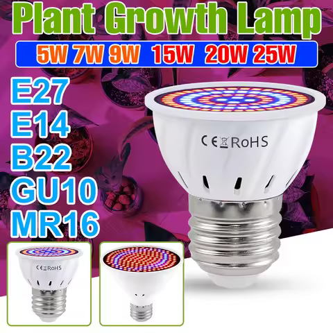 25W Full Spectrum LED Plant Fill Light E27/E26 Indoor Potted Seedings Grow Lamps Greenhouse Tent Hyd