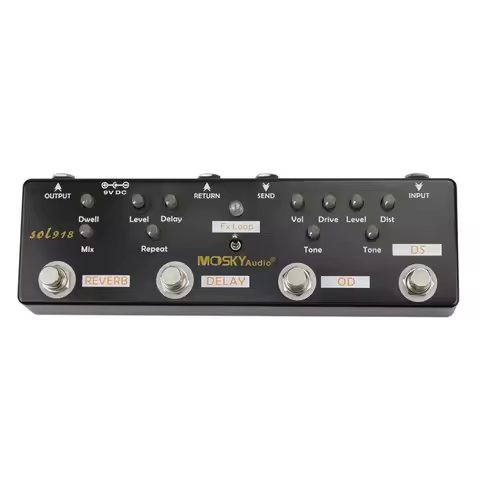 MOSKY SOL918 Guitar Multi Effect Pedal Distortion Overdrive FX Loop Delay Reverb Effects Pedal Metal