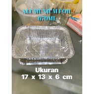 (1 PCS) 670ml Aluminum Foil Tray Body + Lid Aluminum Foil/ Aluminum Foil Container/