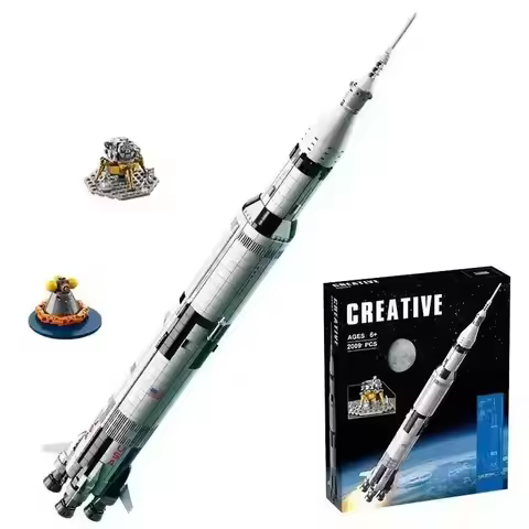 1969 pcsThe Apollo Saturn V 92176 Building Blocks Space Rocket Idea Series Bricks Educational Toys F