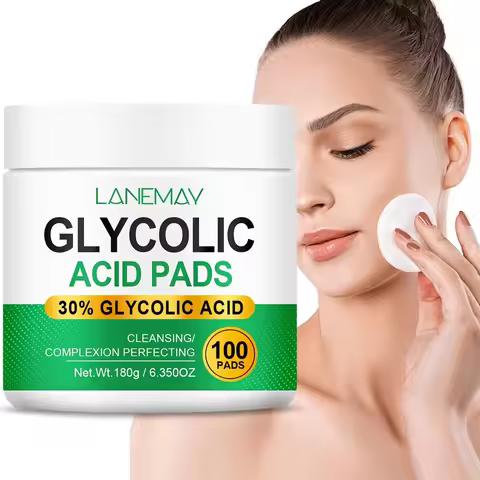 100 Count Glycolic Acid Pads with Vitamin B5, C & E, Brightening Flakes for Face, Niacinamide & Glyc