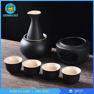 [Almencla1] Sake Set with Warmer, Traditional Warming Bowl, Porcelain Pottery, Sake Drink for Gift,Tea Party