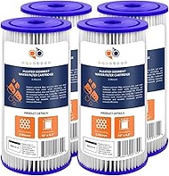 Aquaboon 5 Micron 10" Big Blue Pleated Sediment Water Filter Replacement Cartridge | Whole House Sediment Filtration | Compatible with FXHSC, ECP5-BB, FM-BB-10-5, CP5-BBS, 255490-43, HDC3001, 4-Pack