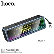 HOCO ลำโพงบลูทูธพกพา TWS Bluetooth 5.4 เอฟเฟกต์กระจกไฟ RGB สีสันสวยงาม ลำโพงคู่ 20W มีรูสายคล้องเชือ