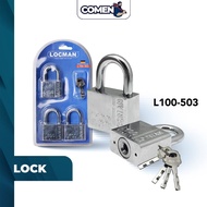 LOCMAN L100 503 / 50MM x 3 Secure Padlock Anti-Prying Stainless Steel Solid Mangga Kunci Mangga Pint