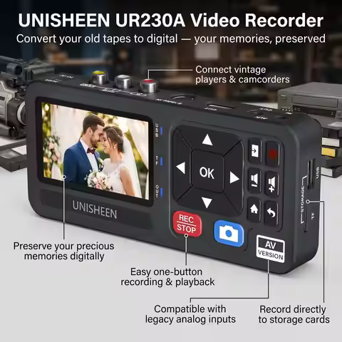 UNISHEEN 1080p High Quality VHS Tape to Digital Camcorder DVD Converter Casette MP3 Recorder