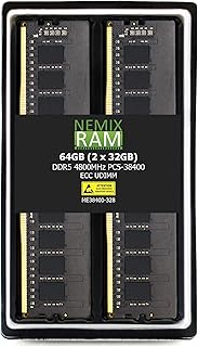 NEMIX RAM 64GB (2X32GB) DDR5 4800MHZ PC5-38400 2Rx8 1.1V CL40 288-PIN ECC Unbuffered UDIMM KIT Compa