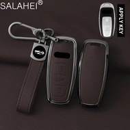 Metal Leather Car Key Case Cover Shell For Audi Q8 RSQ8 A6 C8 S6 RS6 A7 S7 RS7 A3 8Y A8 D5 4N RS E-t
