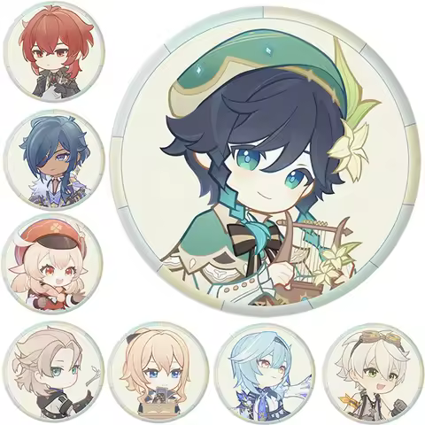 Game Genshin Impact Chibi Mondstadt Liyue Buer Nahida Cosplay Costume Badge Pin SPTE Tinplate Brooch