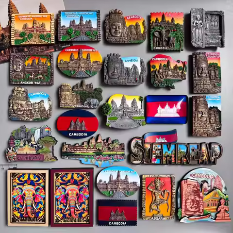 Cambodian Refrigerator Magnets Angkor Wat Tourist Souvenirs Siemreap Fridge Sticker Khmer Buddha Sta