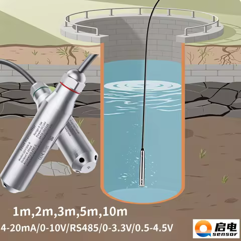 Water Tank Well 1m 2m 3m 5m liquid Level Sensor Transmitter 4-20mA 0-10V RS485 10m 15m Probe Transmi