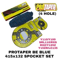 LC/Y15ZR PROTAPER 415MXx132 BLUE + BE BLACK SPOCKET SET (4 HOLE)