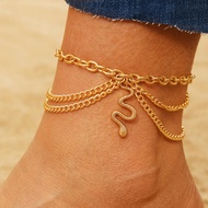 【CW】✁  Boho Classic Snake Chain Anklet Charms Tassel Starfish Leg Foot Beach Jewelry