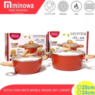 MINOWA 20-24CM DUTCH OVEN/ PAN FRYING PAN WHITE MARBLE INDUCTION NON-STICK