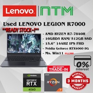 #LL388 Used LENOVO LEGION R7000 AMD RYZEN 7-7840H 16GB DDR5 512GB SSD Nvidia RTX4060 RTX 4060 8G FHD