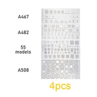 4 PCS/set Cetakan Universal IC Plat Amaoe Amaoe A467 / A482 / A508 / 55Models / Stencil Plat BGA Uni