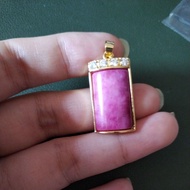 粉色舒俱来吊坠配au750链子 Pendant size - 24*14mm