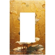 Light Switch Cover Plate Gold Lotus Water Drop Luxury Floral Art 1 Gang Outlet Covers Single Rocker 