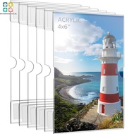 6Pcs Acrylic Picture Frames 4 x 6 inch Clear Photo Frame for Wall Self-Adhesive Frameless Picture Fr