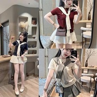 Luxurious women's clothing set, 3-piece pleated skirt set