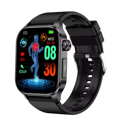 ET580 Smart Watch Men 2.04inch AMOLED Large Screen Bluetooth Call ECG Blood Pressure Oxygen Health M
