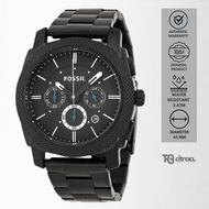 jam tangan fashion pria Fossil Machine analog strap rantai hitam Chronograph Black Stainless Steel water resistant luxury watch mewah ekslusif original FS4552