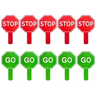 10PCS Reversible Stop and Go Sign Handheld Crossing Guard Stop Sign for Outdoor Event Road Managemen
