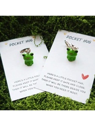 Resin Frog Keychain Pocket Hug, Charming Amulet For Animal Lovers, Inspirational Miniature Keepsake 