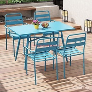Table and Chair Set for Villa, Rainproof and Sunproof, Iron Art, Modern Outdoor Courtyard, Outdoor T