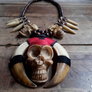 Antique Skull Ethnic Necklace - Dayak Fang Necklace for Men and Women