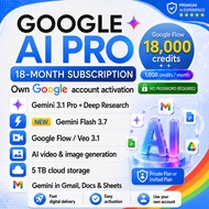 18 Months Google AI Gemini Pro 3.1 | Own Email Upgrade | Google Flow AI 18000 credits AI Video Gener