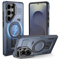 Cho Samsung S25 Ultra Case [Tương thích với MagSafe] Máy ảnh hợp kim đứng bảo vệ cấp quân sự vỏ điện