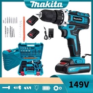 MAKITA🥇 สว่านไร้สาย149V 3ระบบ เจาะกระแทกได้ เจาะกระแทกได้ (งานเกรด AAA) แบตเตอรี่ Li-ion อย่างดี 2ก้อน มีไฟบอกสถานะ และระดับน้ำบอกแนวเจาะ (สว่านกระแทก/สวานไร้สายแรงๆ/สว่านแบตไร้สาย)