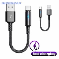 HIPPURAH Micro USB Cable, Fast Charging 25cm USB Type C Cable,  Portable Short Nylon Data Cable