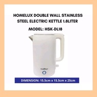 [Ready Stock] HICOOK Homelux HSK-DL18 Double Wall Stainless Steel Electric Jug Kettle Cerek Pemanas Air 电水壶