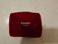 全新 Chanel Beaute 紅色絨布化妝包