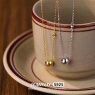 JYJIAYUJY 100% Whole Original Sterling Silver S925 45CM Necklace In Stock 7MM Ball Pendant Two Color