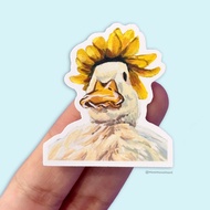 Flower Duck Sticker, Decorative Waterproof Sticker, Duck Lover Sticker, Vinyl Laptop Sticker, Matte 