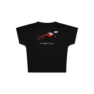 COUNTDOWN Baby Tees Crop F1 Ferrari v2 2025 Livery Tshirt - Black Woman