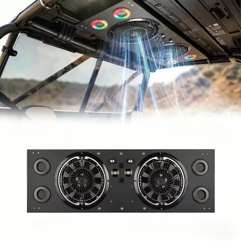 UTV Dual 8' Large Cab Cooling Fan Solid Aluminum Mount W/ Dome Light for Polaris RZR XP 1000 2024+ f
