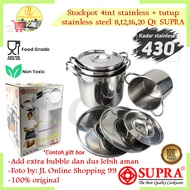 SUPRA Steamer pot 4in1 + stainless steel lid stainless steel pot set (8/s12/s16/s20QT) Large Steamer