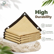 Beige Sun Shade Net HDPE 90 95 Percent Shade Privacy Screen Rustproof Eyelets Patio Garden