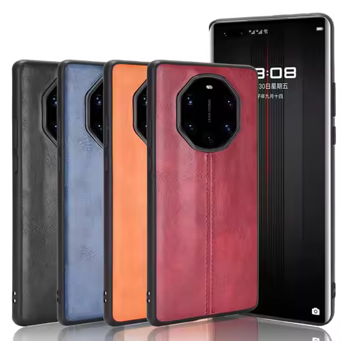 For Huawei Mate 40 RS Porsche Design Case Suture Calfskin Soft Edge Leather Hard Phone Cover For Hua