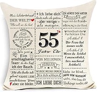 55 Years Wedding Gift Pillow Case Original Decoration 55th Wedding Anniversary Pillowcase for Couple