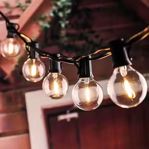 LTOON G40 bulb solar string light with transparent bulb backyard terrace lighting holiday decorative