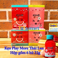 (hsd 11 / 2024) (Box Of 6 Jars) Thailand Sugar free Playmore Candy Without Sugar 22g Large Jars.